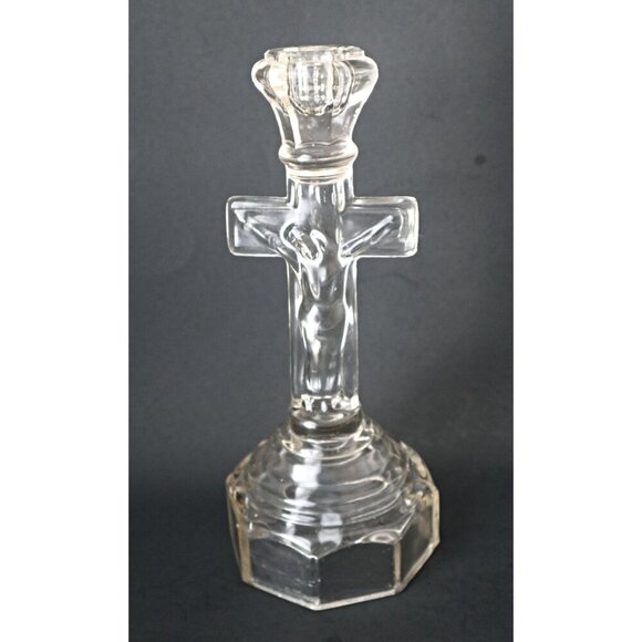 2 Vintage Crucifix Candlestick Holders Candle Holder Religion - Picture 3 of 7